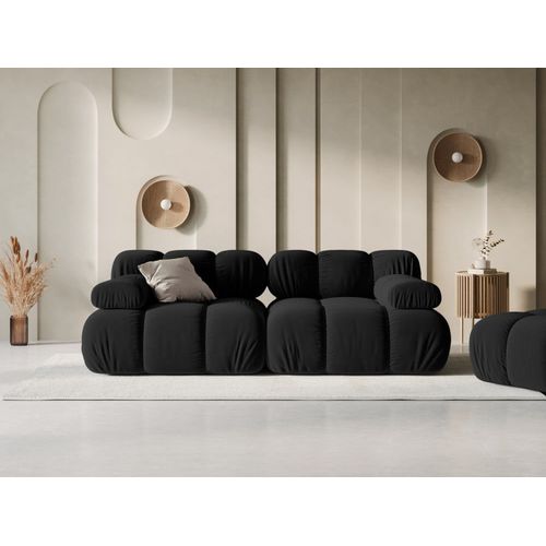 Canapé Modulable 2 Places En Tissu Velours Noir