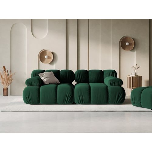 Canapé Modulable 2 Places En Tissu Velours Vert Bouteille
