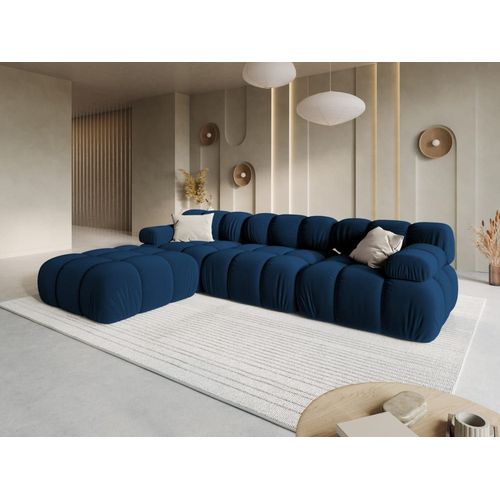 Canapé Modulable 4 Places En Tissu Velours Bleu Roi