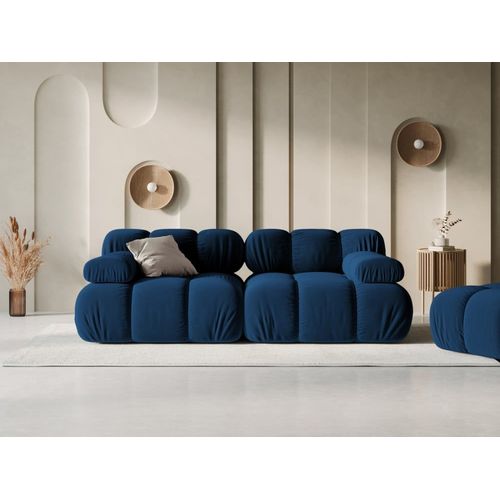 Canapé Modulable 2 Places En Tissu Velours Bleu Roi