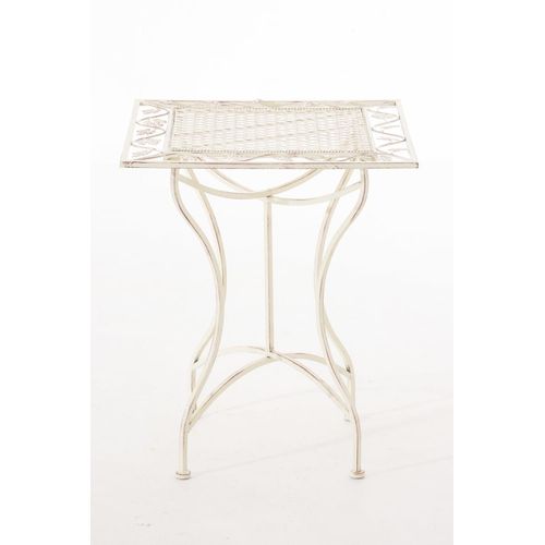 Table De Jardin Carrée Résistante En Métal Crème Antique