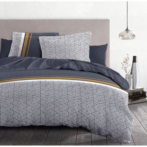Parure De Couette 100% Coton - Bleu - 240x260 Cm