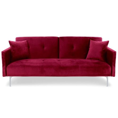 Canapé Convertible Clic-Clac 3 Places Velours Rouge