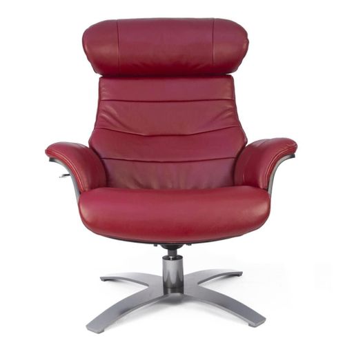 Fauteuil Relax En Cuir Rouge Et Bois Noir