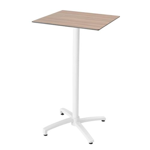 Ensemble Table Haute Stratifié Chêne Clair Et 2 Chaises Hautes Blanc