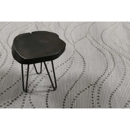 Tapis Plat Velours Ras À Relief Motif Gris Sur Fond Taupe 80x150