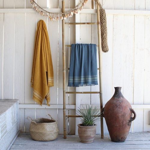 Fouta Éponge Coton Bleu Orage & Vert D'eau 100x180