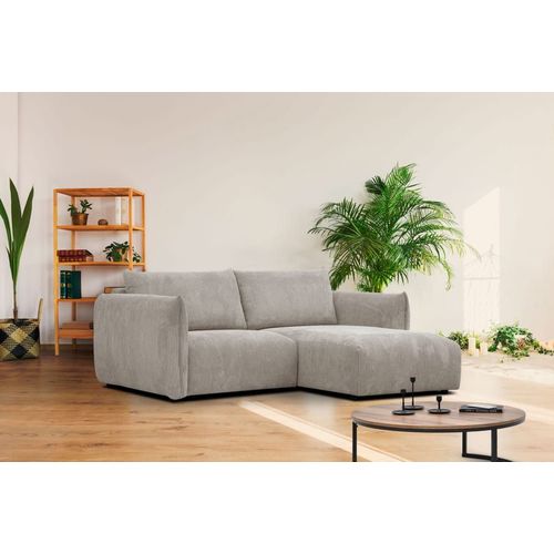 Canapé D'angle Droit 3 Places Tissu Beige