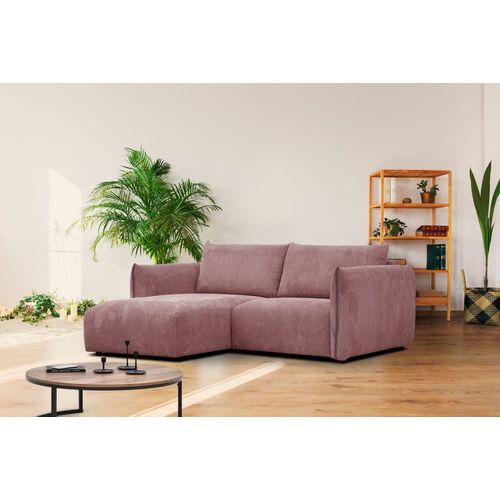 Canapé D'angle Gauche 3 Places Tissu Vieux Rose