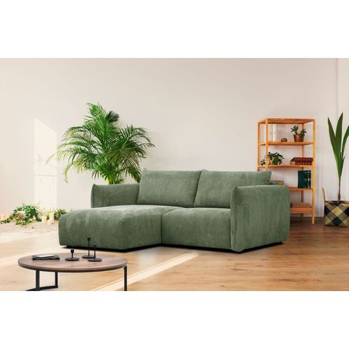 Canapé D'angle Gauche 3 Places Tissu Vert Olive