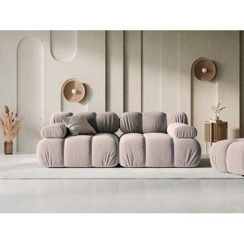 Canapé Modulable 2 Places En Tissu Velours Beige