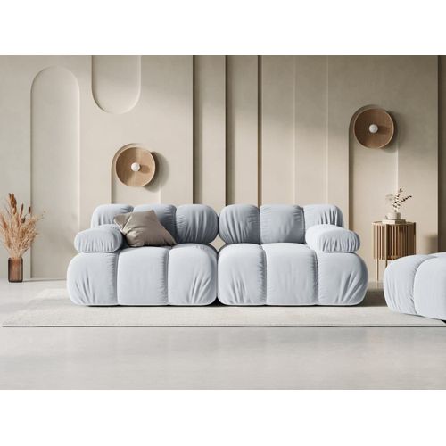 Canapé Modulable 2 Places En Tissu Velours Bleu Clair