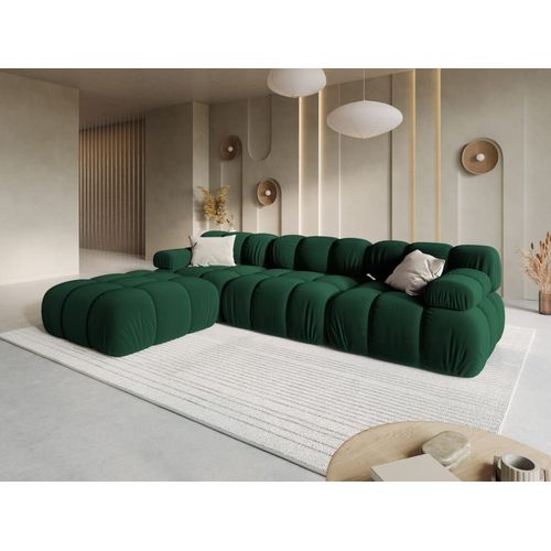 Canapé Modulable 4 Places En Tissu Velours Vert Bouteille