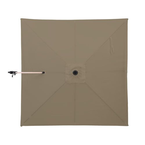 Parasol Suspendu Structure Imitation Bois Tissu Taupé 3x3m