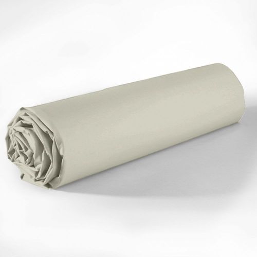 Drap Housse 2 Places Coton Beige Ivoire 160x200 Cm