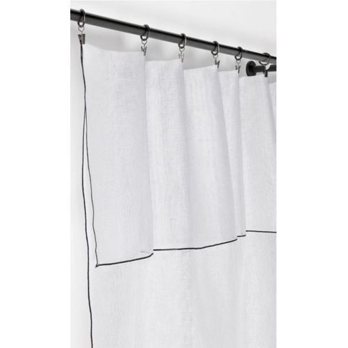 Voilage Aspect Lin Bourdon Noir Blanc 140x295cm