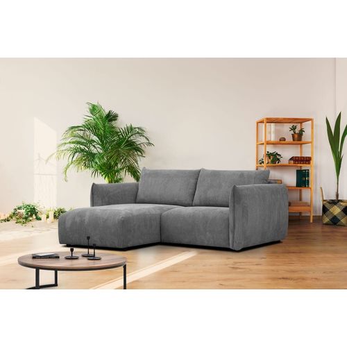 Canapé D'angle Gauche 3 Places Tissu Gris Foncé