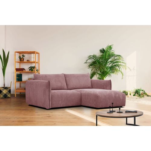 Canapé D'angle Droit 3 Places Tissu Vieux Rose