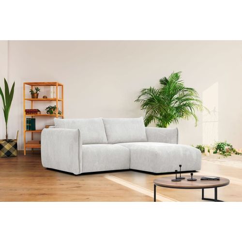 Canapé D'angle Droit 3 Places Tissu Blanc Perle
