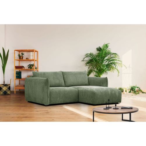 Canapé D'angle Droit 3 Places Tissu Vert Olive