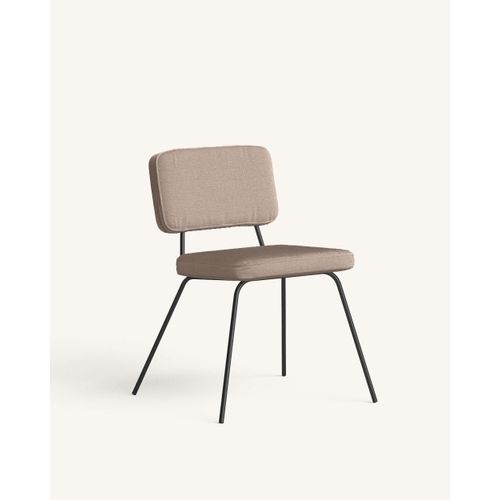 Chaise Avec Tissu Recyclé Et Pieds Métalliques Couleur Marron Clair