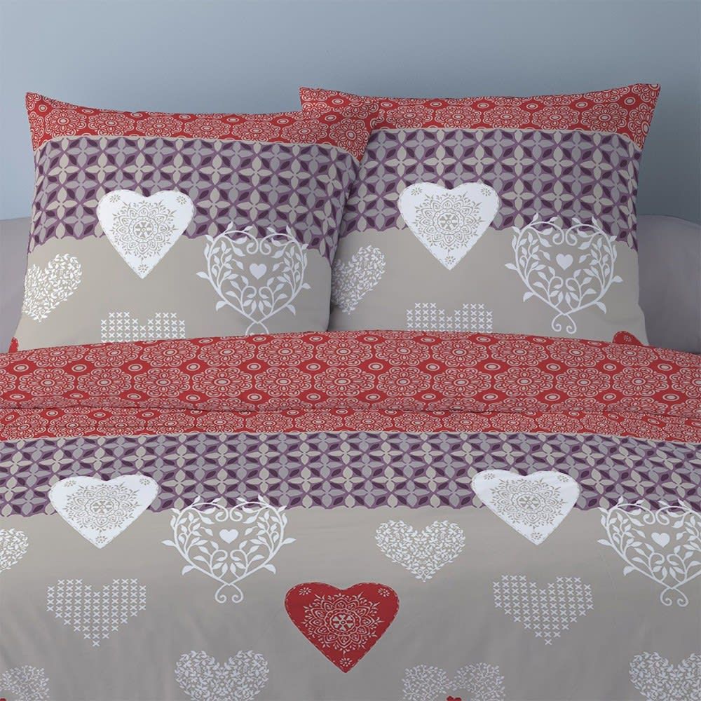 Parure De Couette 100% Coton Flanelle Imprimée 260x240 2 Taies