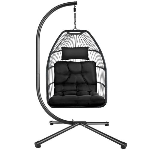 Fauteuil Suspendu Avec Coussin Et Appui-Tête Extra Épais Noir