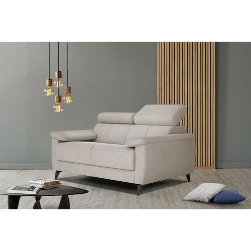 Canapé Droit 2 Places Tissu Beige