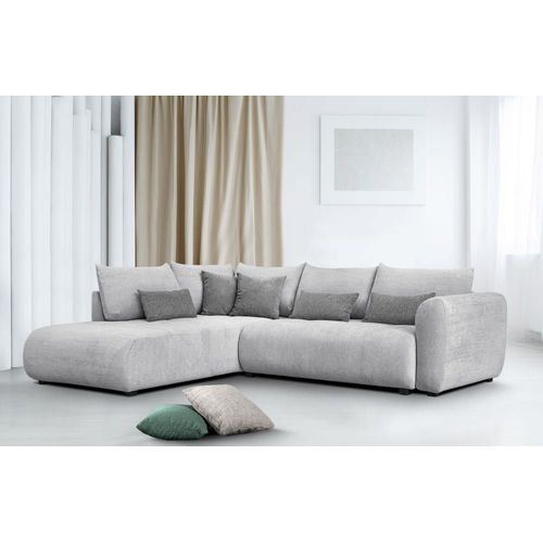 Canapé D'angle Gauche 5 Places Gris Clair Avec Le Couchage