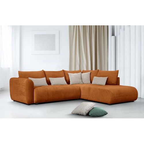 Canapé D'angle Droit 5 Places Noisette Avec Le Couchage
