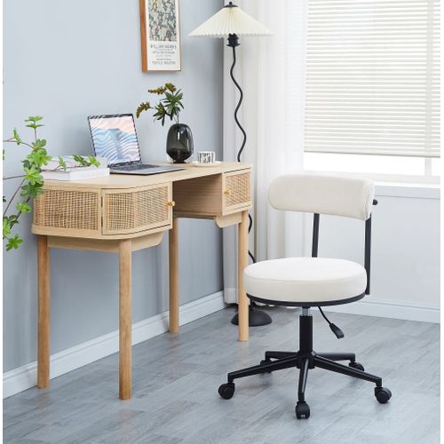 Chaise De Bureau En Tissu Beige Avec Base En Metal