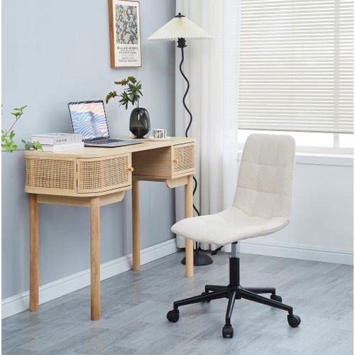 Chaise De Bureau En Tissu Beige Avec Base En Metal
