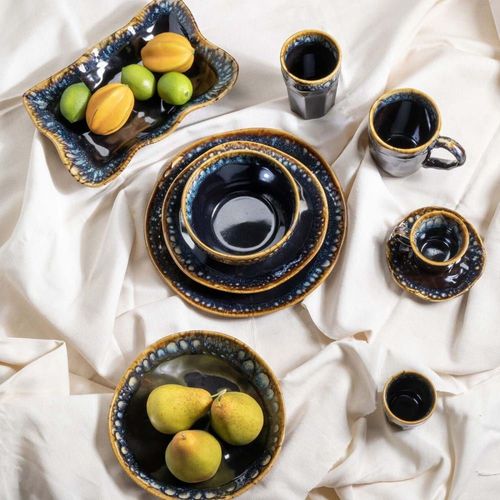 Tasse En Grès Bleu Foncé D8 - Lot De 4