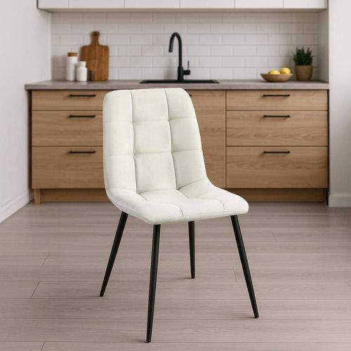 Chaise De Salle À Manger Avec Pieds En Métal En Tissu Crème