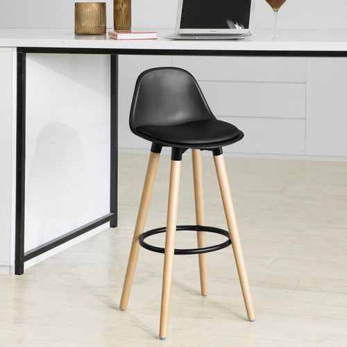 Tabouret De Bar En Bois Avec Dossier Noir