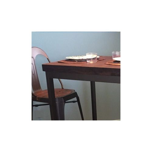 Table Repas 120 Cm En Bois Massif Foncé Et Acier