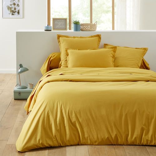 Taie D'oreiller Unie En Coton Jaune Curry 63x63