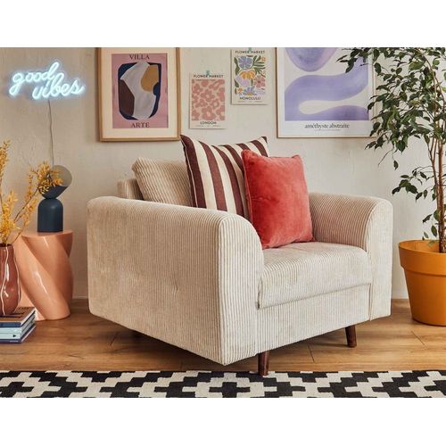 Fauteuil En Velours Côtelé Beige