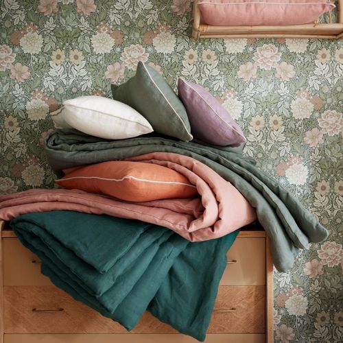 Housse De Coussin Matelassé En Lin Vert Clair 30x50