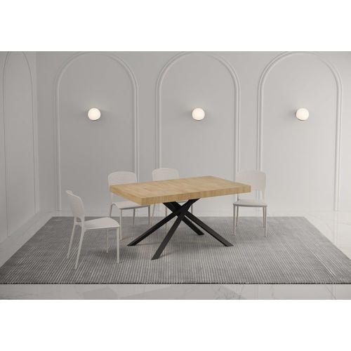 Table Extensible 90x140/244 Cm Effet Bois Chêne Nature