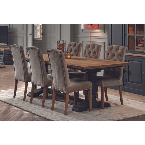 Table Rectangulaire En Teck Piétement Noir Poutre L260