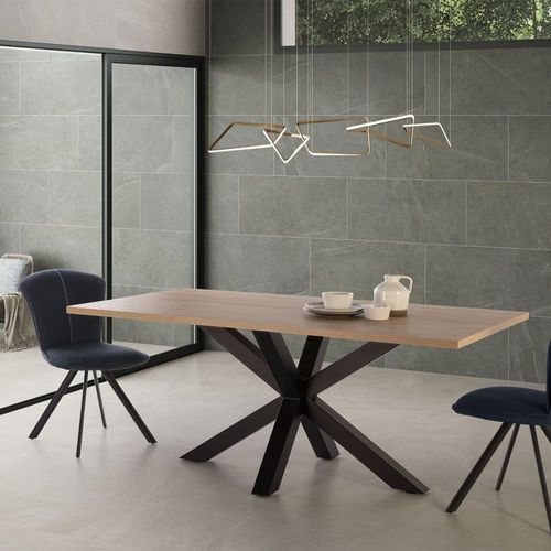 Table À Manger Rectangulaire Effet Bois Naturel 180 Cm