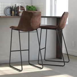 Tabouret De Bar En Simili Cuir Marron