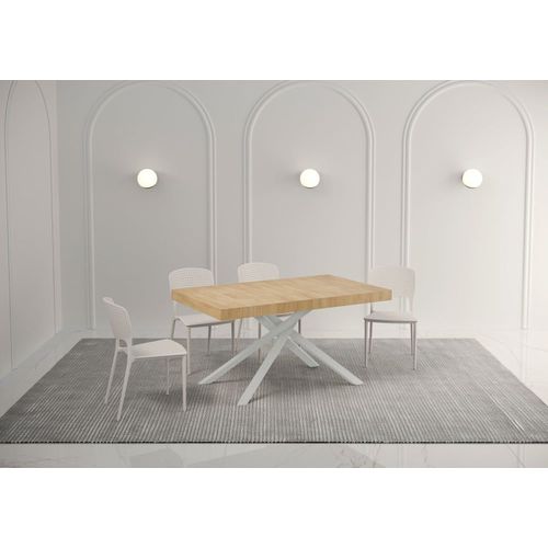 Table Extensible 90x140/244 Cm Effet Bois Chêne Nature