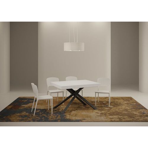 Table Extensible 80x120/204 Cm Effet Bois Frêne Blanc