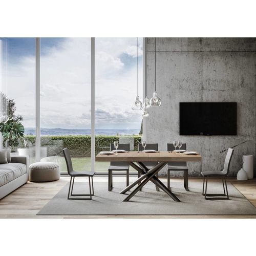 Table Extensible 90x180/440 Cm Effet Bois Chêne Nature