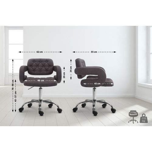 Tabouret De Travail Réglable Pivotant En Tissu Gris Foncé