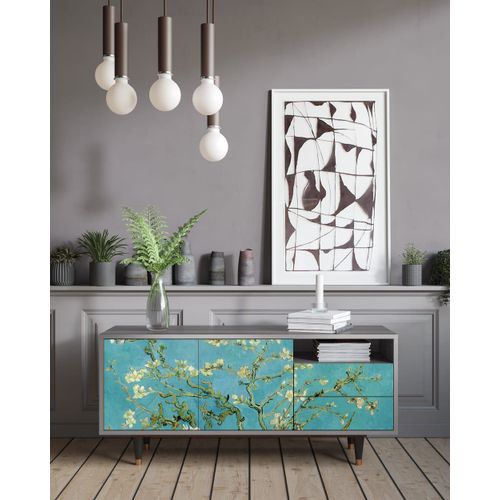 Meuble Tv Bleu 2 Tiroirs Et 2 Portes L 125 Cm
