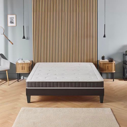 Ensemble 90x190 cm Matelas + Sommier Bois