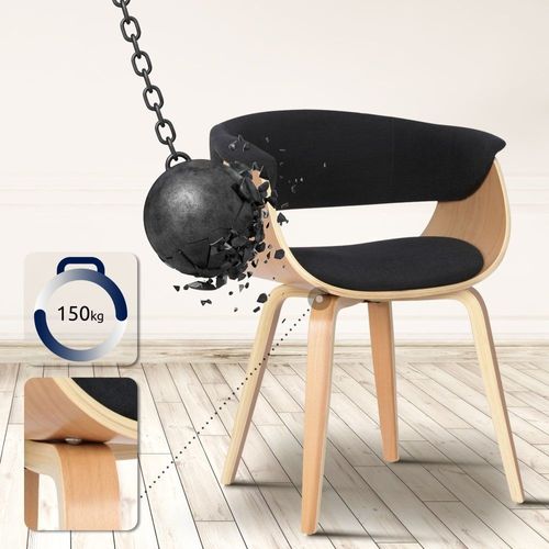 Chaise Avec Pieds En Bois Assise En Tissu Noir